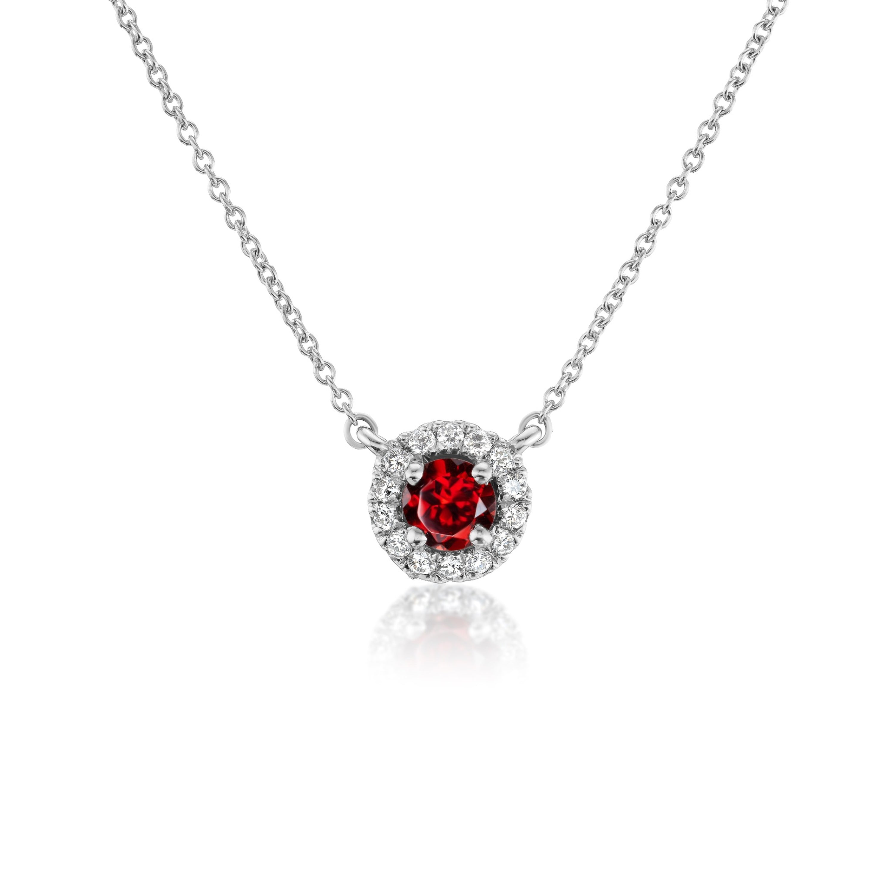 Barmakian Garnet and Diamond Halo Pendant
