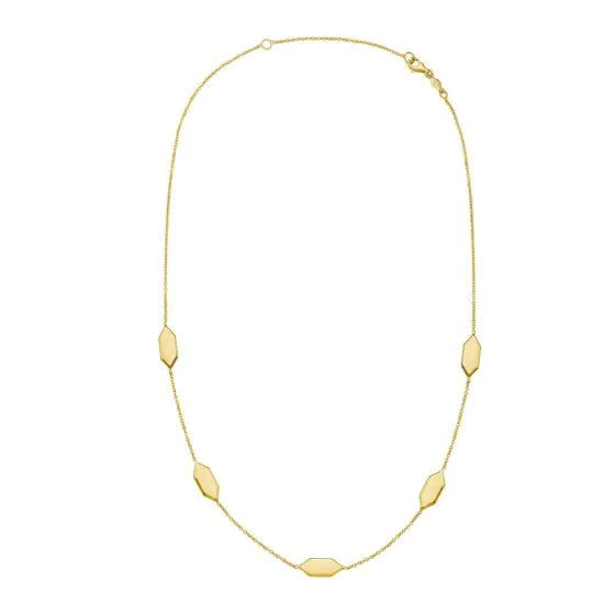 Yellow Gold Elongated Hexagon Link Necklace