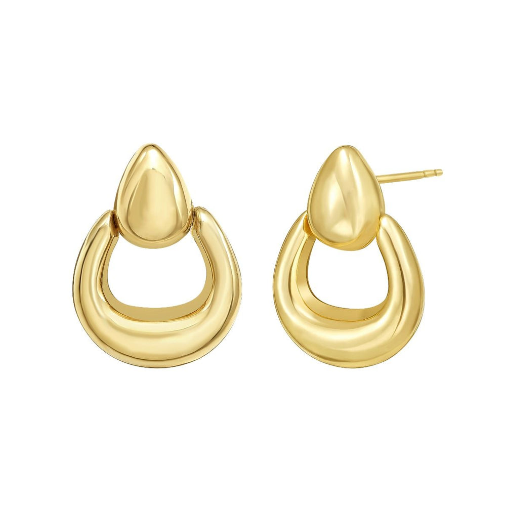 Yellow Gold Sculpted Door Knocker Earrings