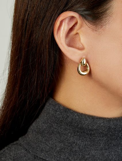 Yellow Gold Sculpted Door Knocker Earrings