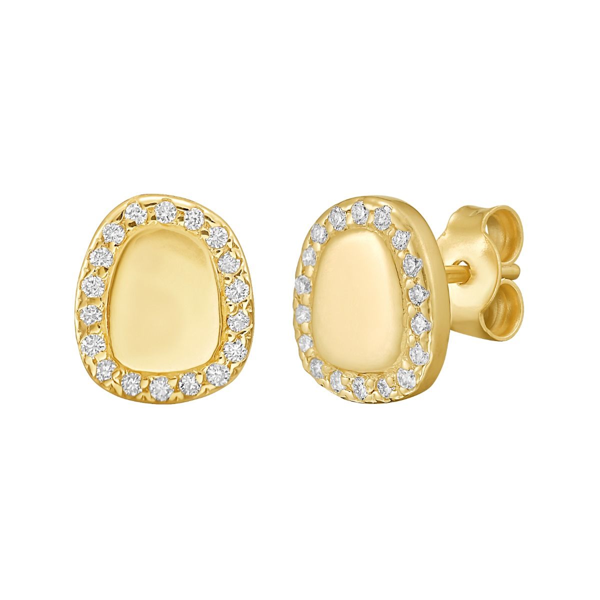Yellow Gold Diamond Freeform Cushion Earrings