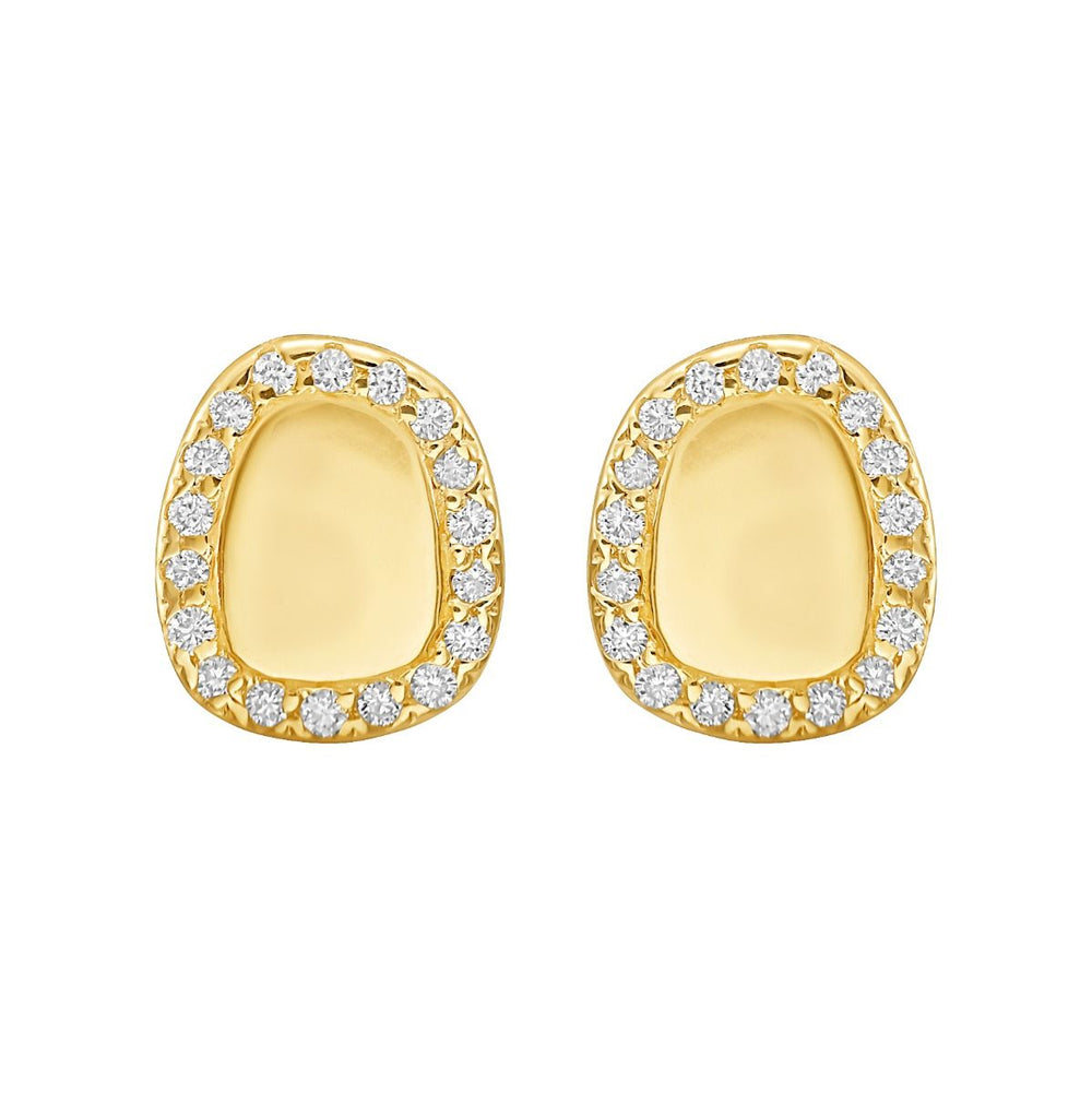 Yellow Gold Diamond Freeform Cushion Earrings