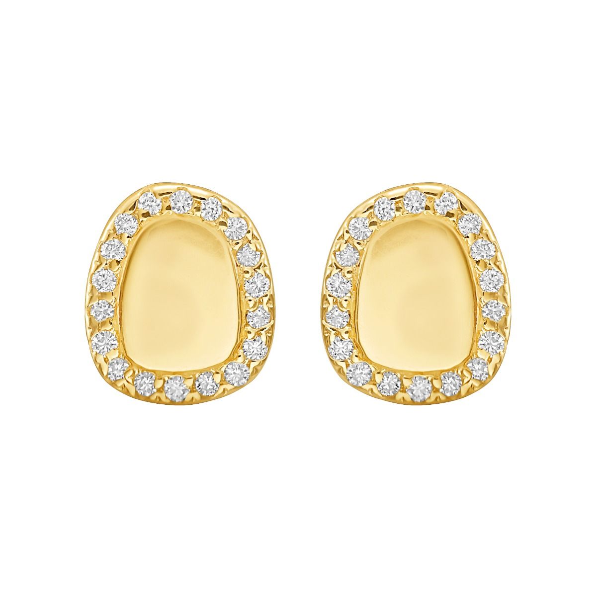 Yellow Gold Diamond Freeform Cushion Earrings