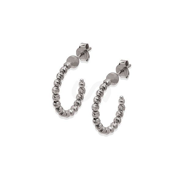 Slash Hoop Silver Earrings - 15MM