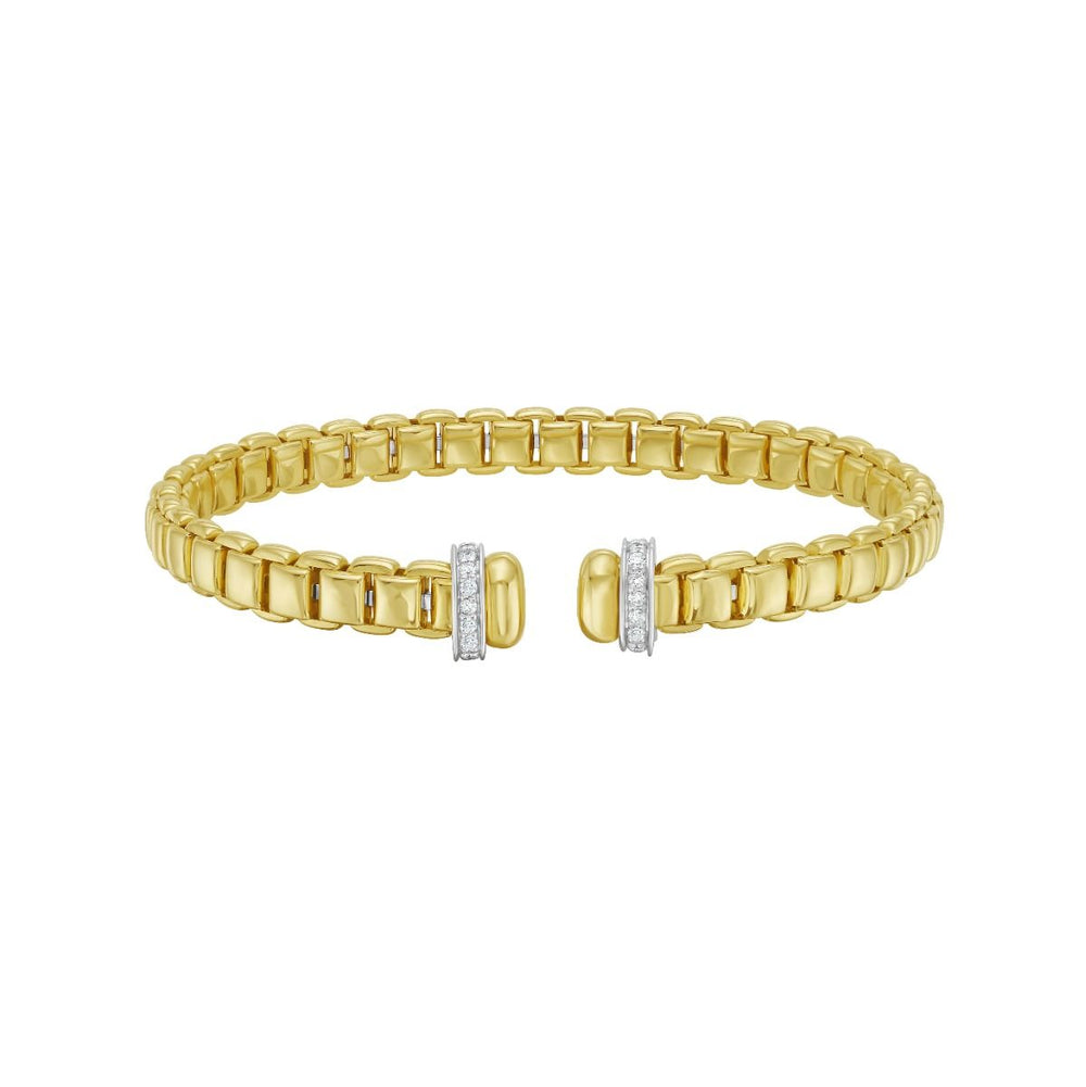 Yellow Gold Diamond Rondel Ends Venetian Cuff