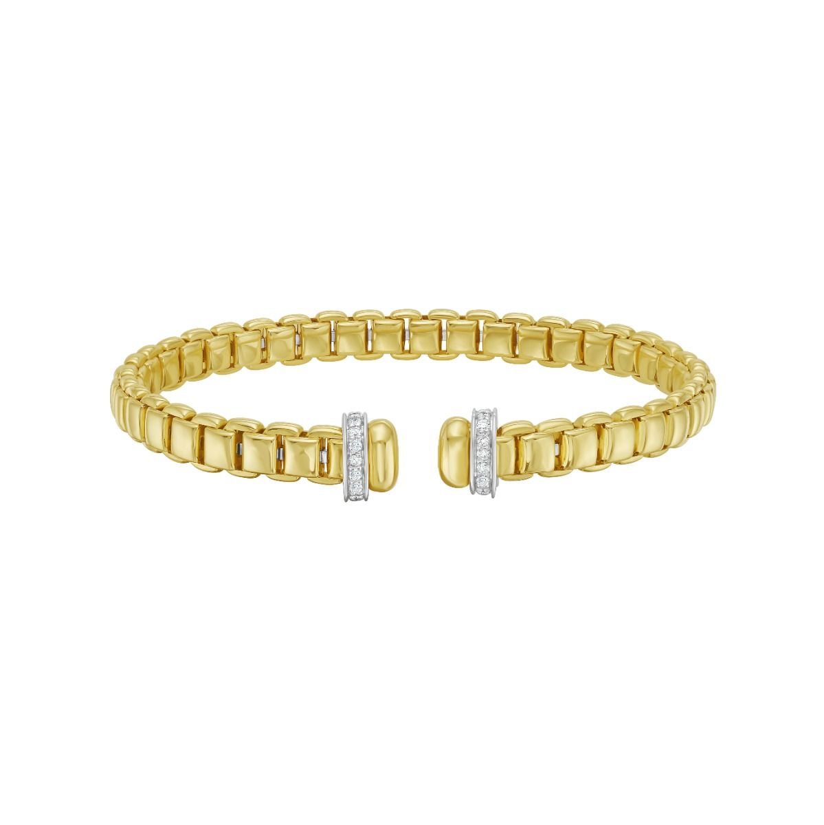 Yellow Gold Diamond Rondel Ends Venetian Cuff