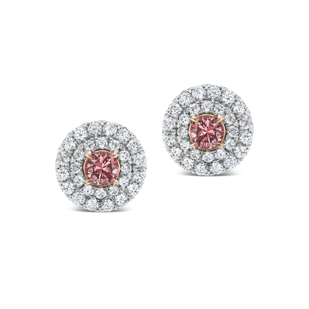 Argyle Pink Diamond Halo Stud Earrings