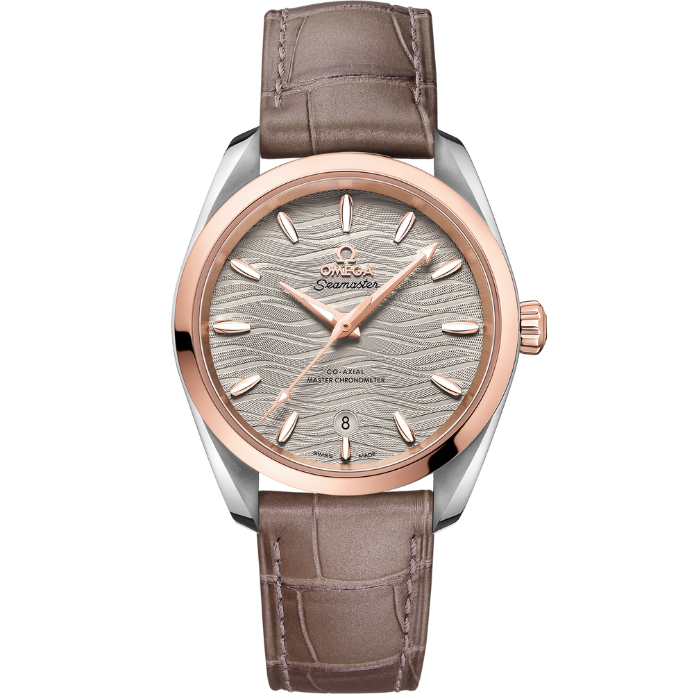 Omega Seamaster Aqua Terra 150M 38 mm steel - Sedna™ gold on leather strap