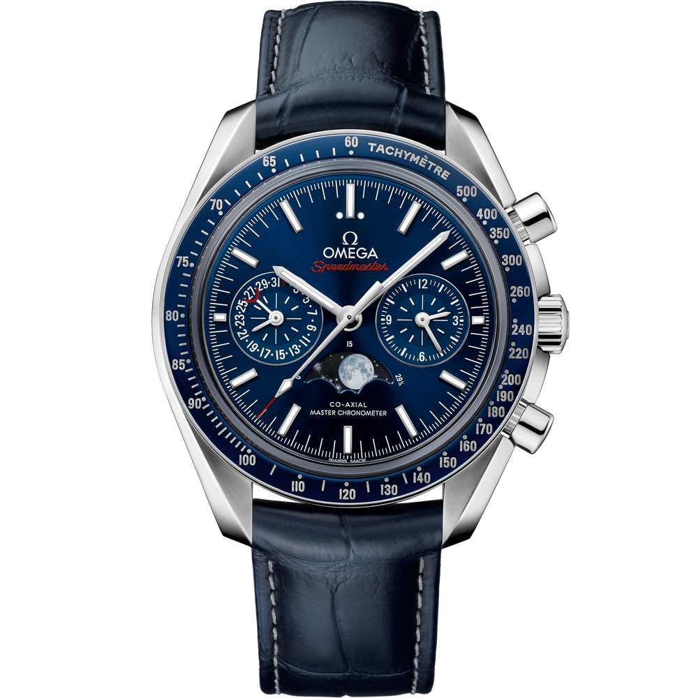 Omega Speedmaster Moonphase 44.25 mm steel on leather strap