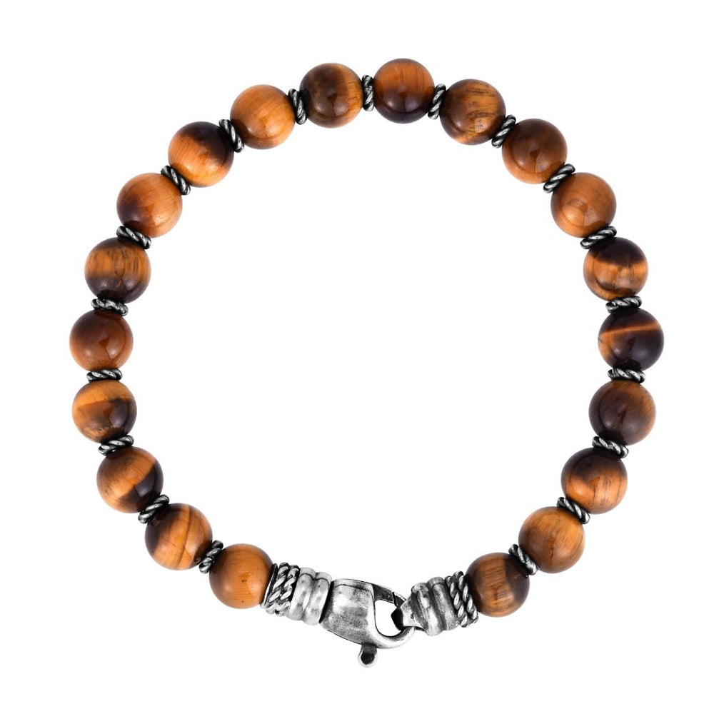 Phillip Gavriel Men's Silver & Tiger's Eye Bead Bracelet