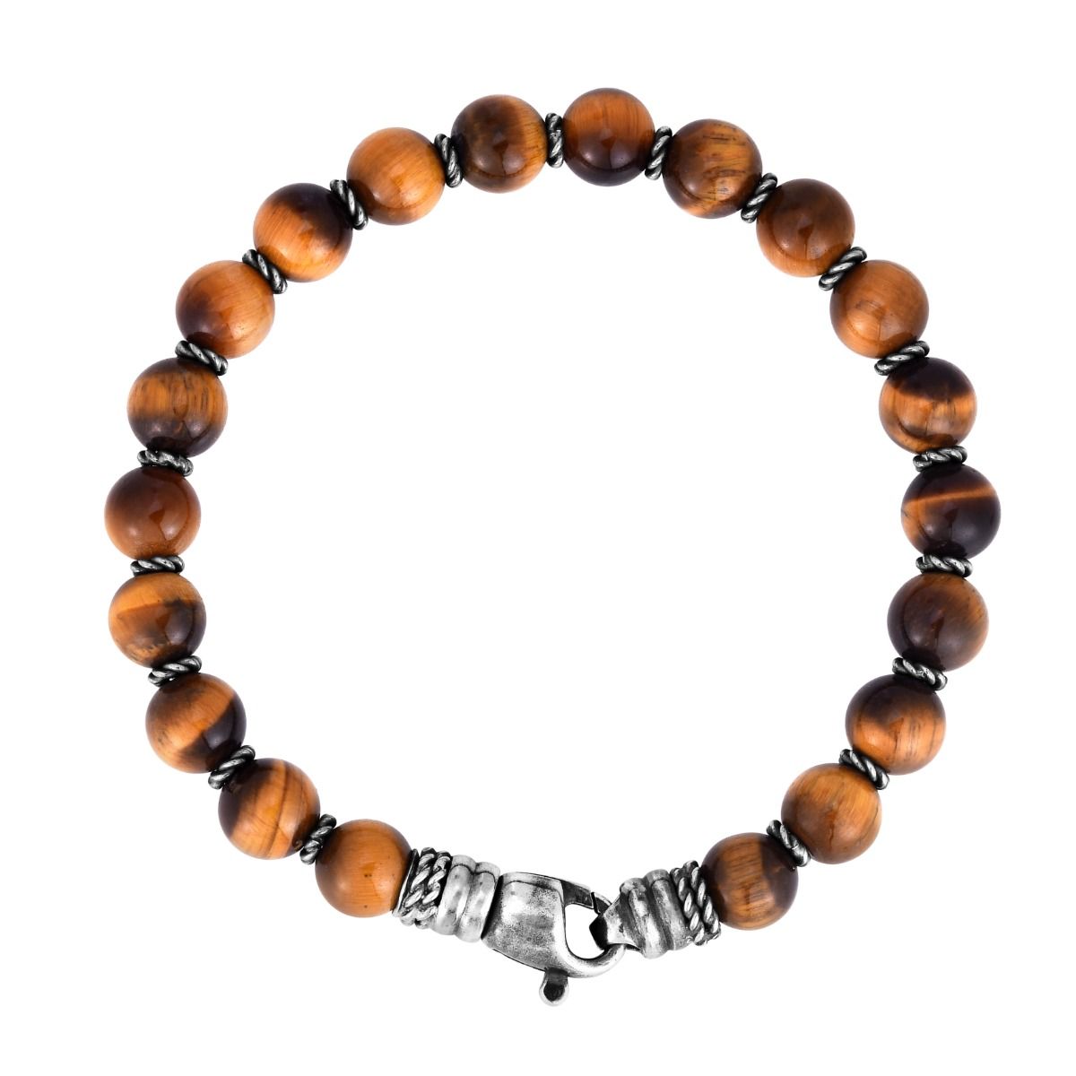 Phillip Gavriel Men's Silver & Tiger's Eye Bead Bracelet