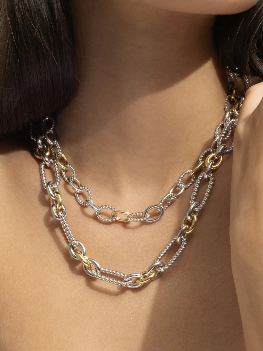 Phillip Gavriel Silver & 18kt Gold Milano Link Necklace