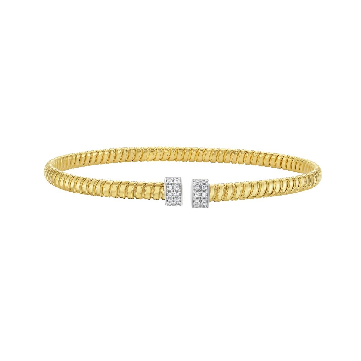 Yellow Gold Diamond Endcaps Tubogas Cuff