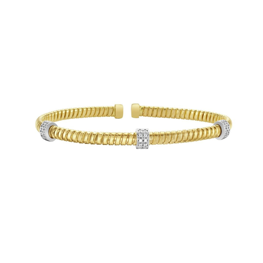 Yellow Gold Diamond Endcaps Tubogas Cuff