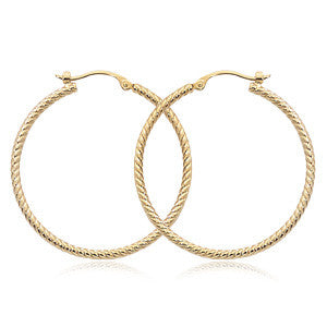 Yellow Gold Rope Hoop Earrings