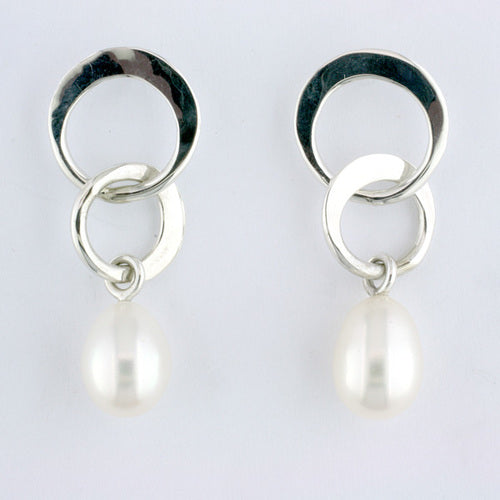 Tom Kruskal Double Circle Pearl Earrings