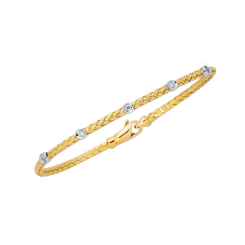 Yellow Gold Diamond Station Woven Bracelet
