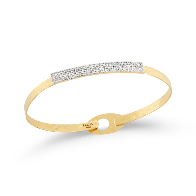 14K White Gold Diamond ID Cuff Bracelet