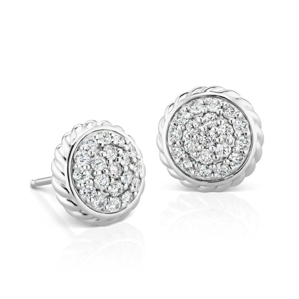 Pave Set Diamond Cluster Earrings
