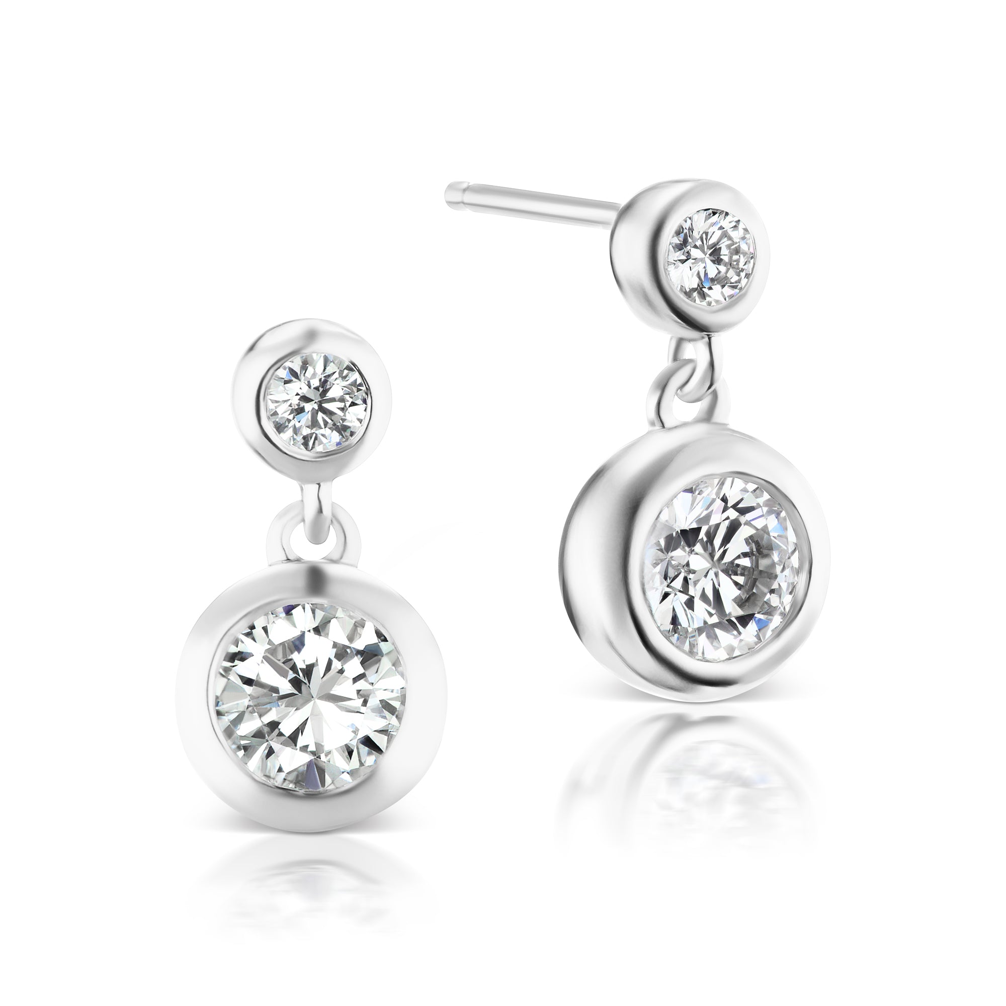 Bezel Set Diamond Dangle Earrings
