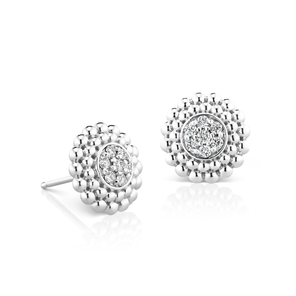 Pave Set Diamond Cluster Stud Earrings