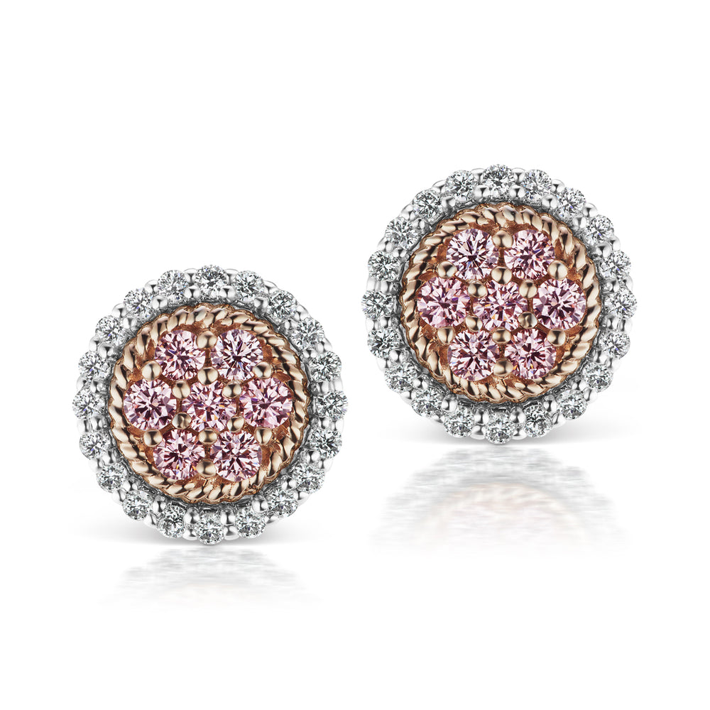 Argyle Pink Diamond Halo Stud Earrings