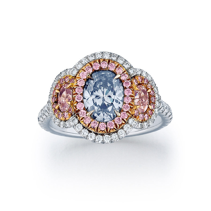 Oval Argyle Gray Diamond Halo Ring