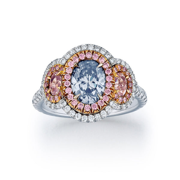 Oval Argyle Green Diamond Halo Ring