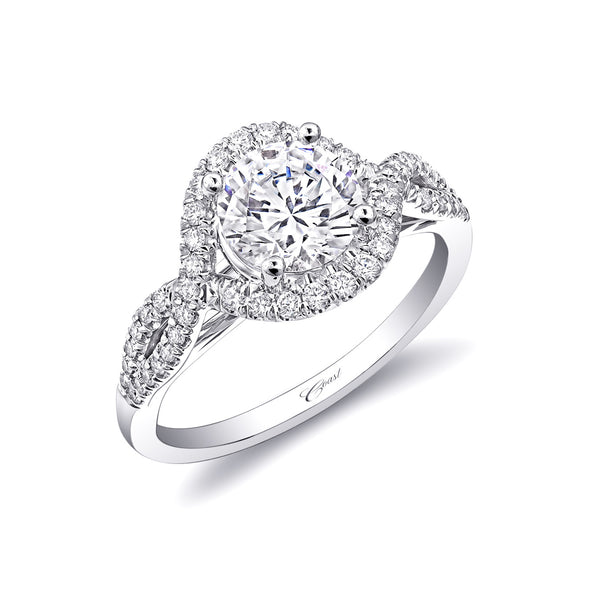 Coast Diamond Halo Engagement Ring with Twisted Band