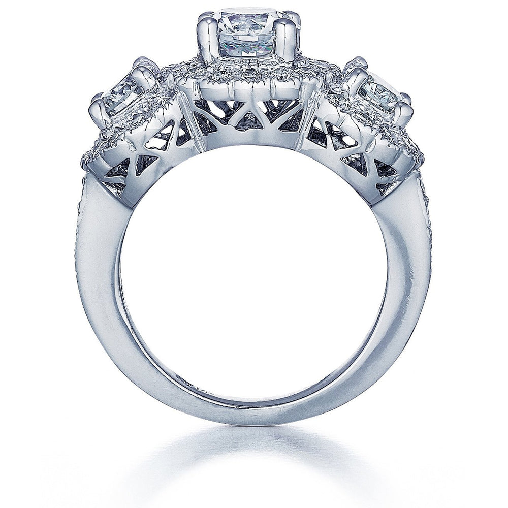 Barmakian Three Stone Halo Engagement Ring