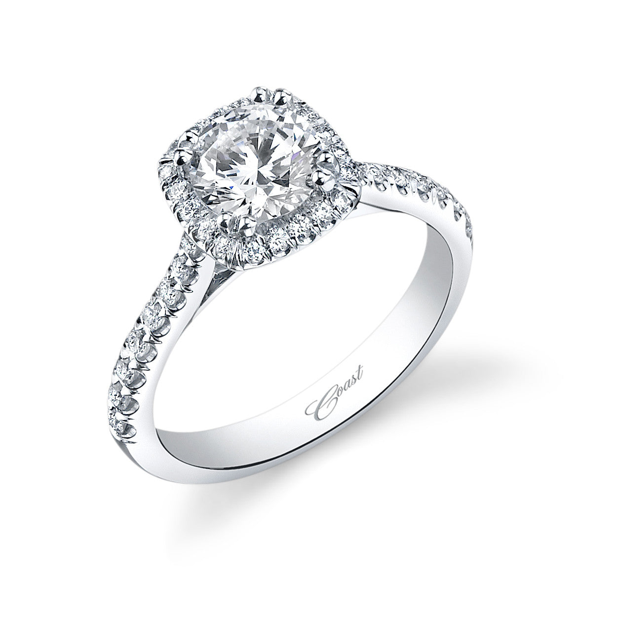 Round diamond halo engagement ring Lady & Diamond Ring Guard Enhance