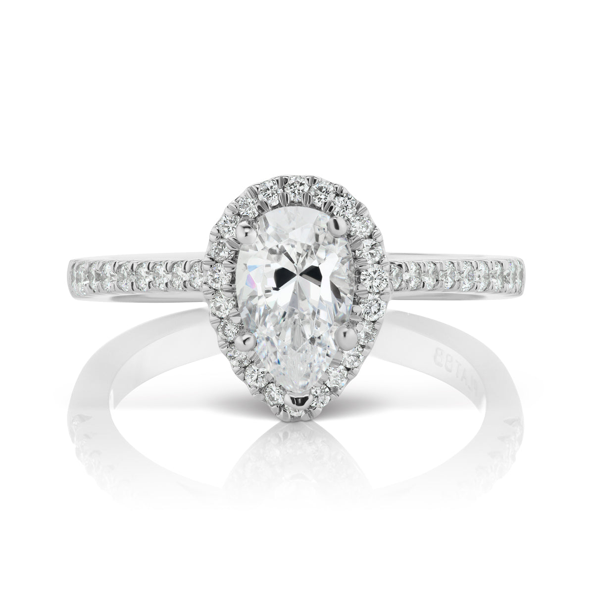 Barmakian Pear Shape Diamond Halo Engagement Ring