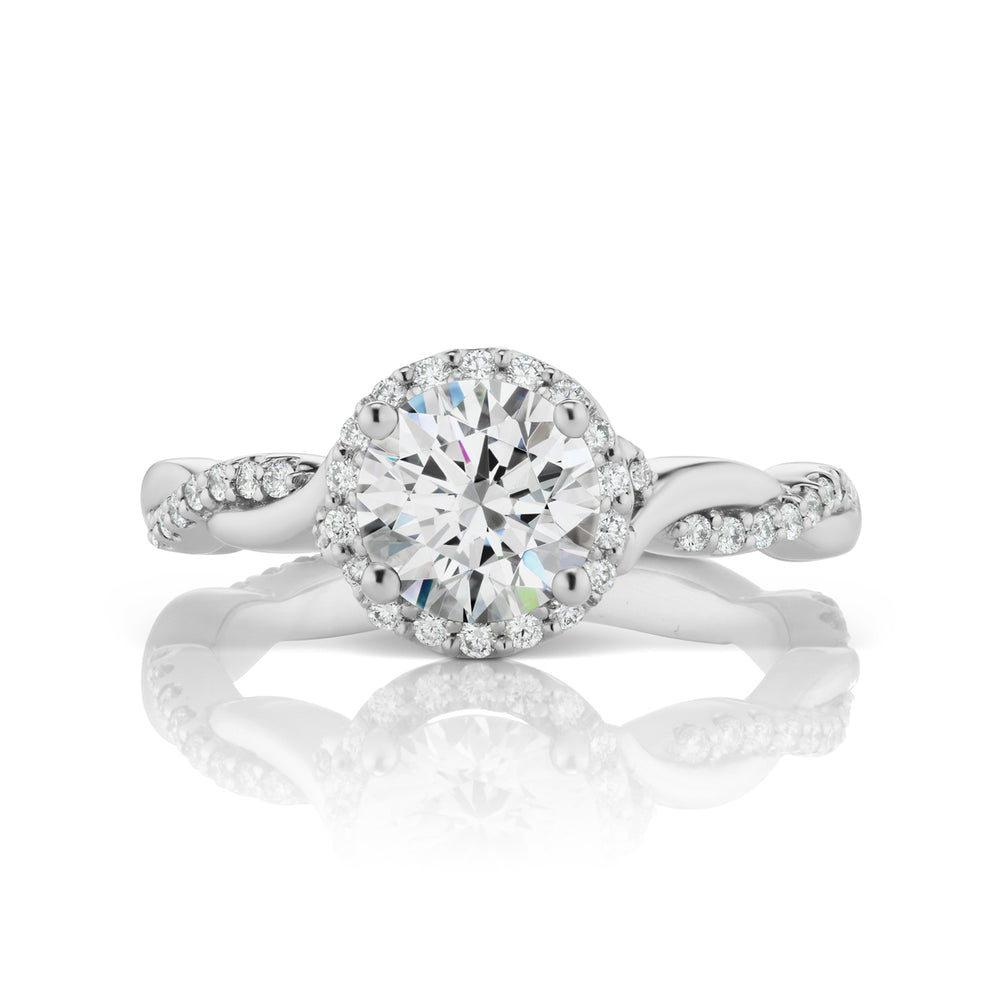 Barmakian Diamond Halo Engagement Ring with Braided Band