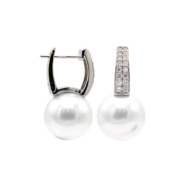 South Sea Pearl and Diamond Drop Earrings