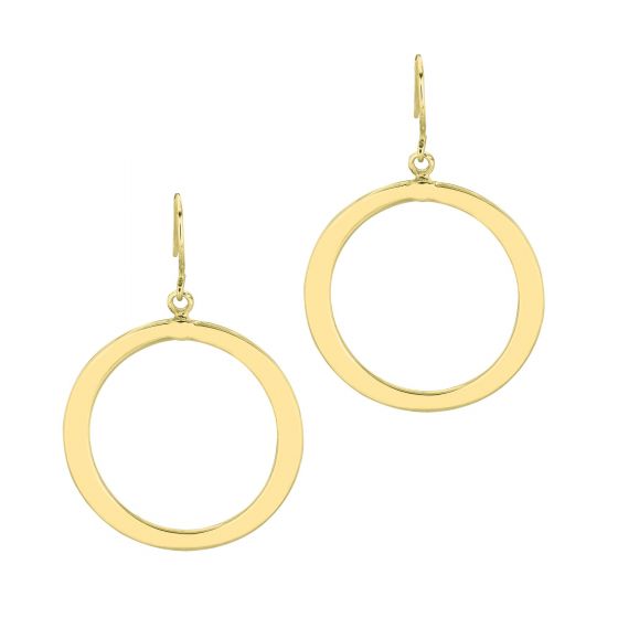 Yellow Gold Open Circle Dangle Earrings