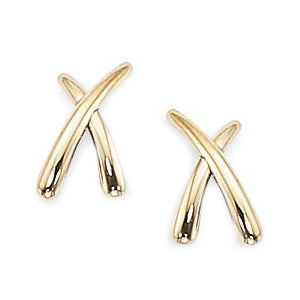 Yellow Gold "X"  Stud Earrings