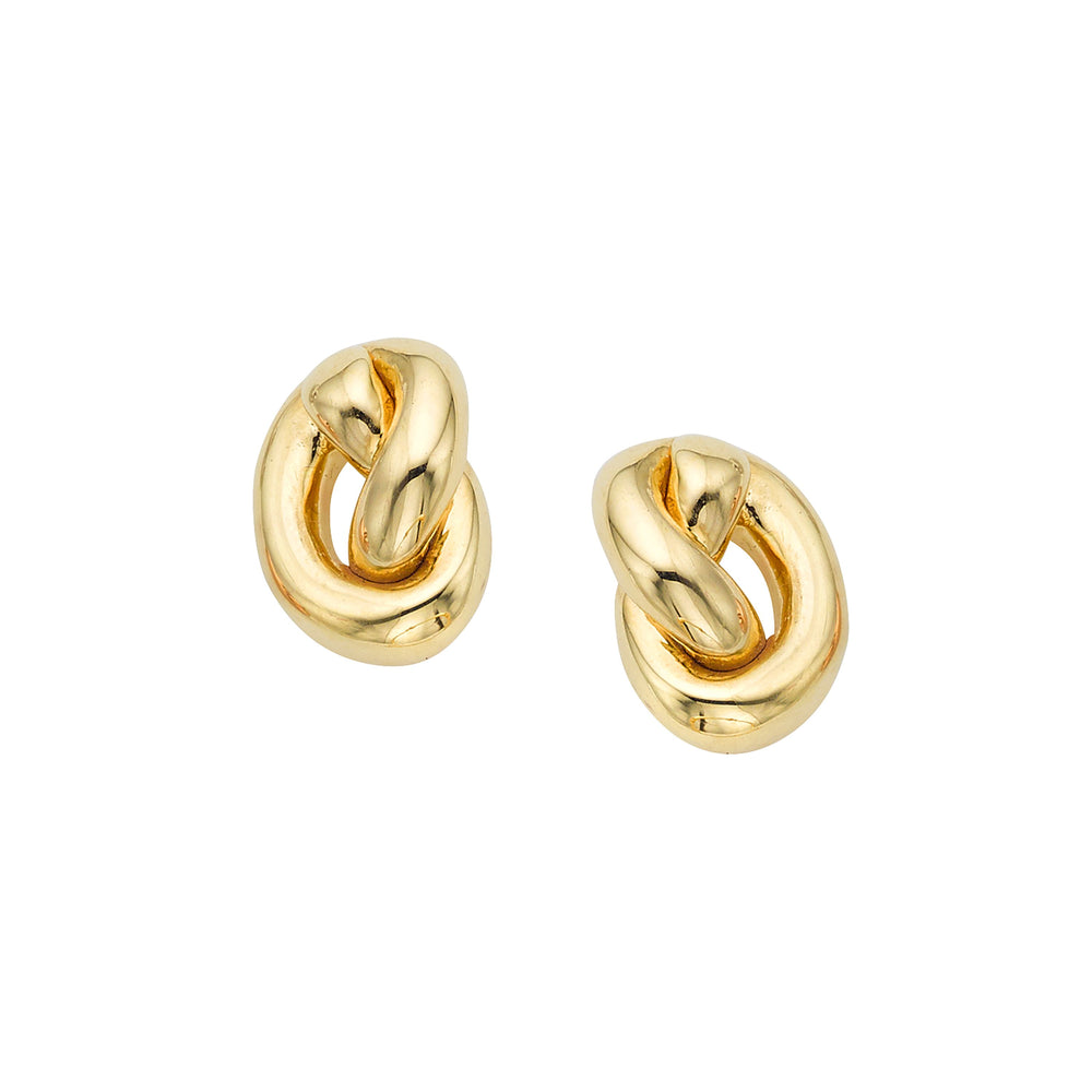 Yellow Gold Puffed Love Knot Earrings