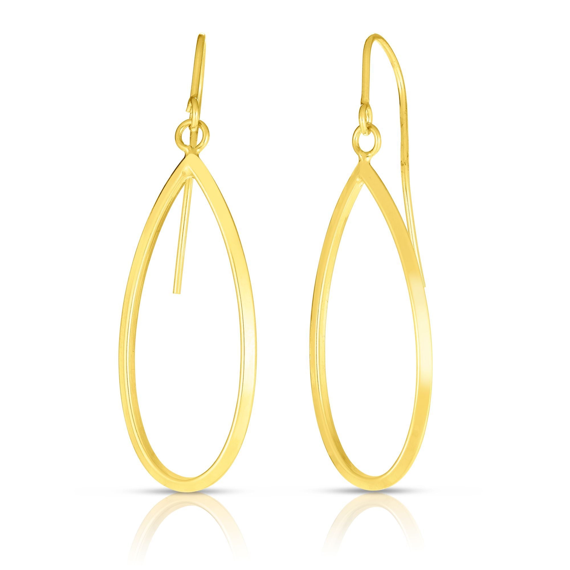 Yellow Gold Open Pear Shape Dangle Earrings