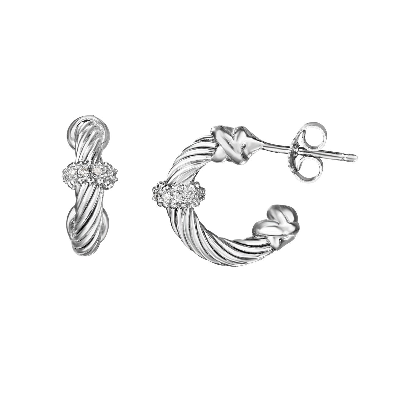 Phillip Gavriel Silver Cable Diamond Earrings