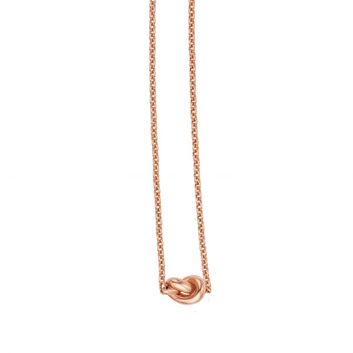 Rose Gold Puffed Love Knot Necklace
