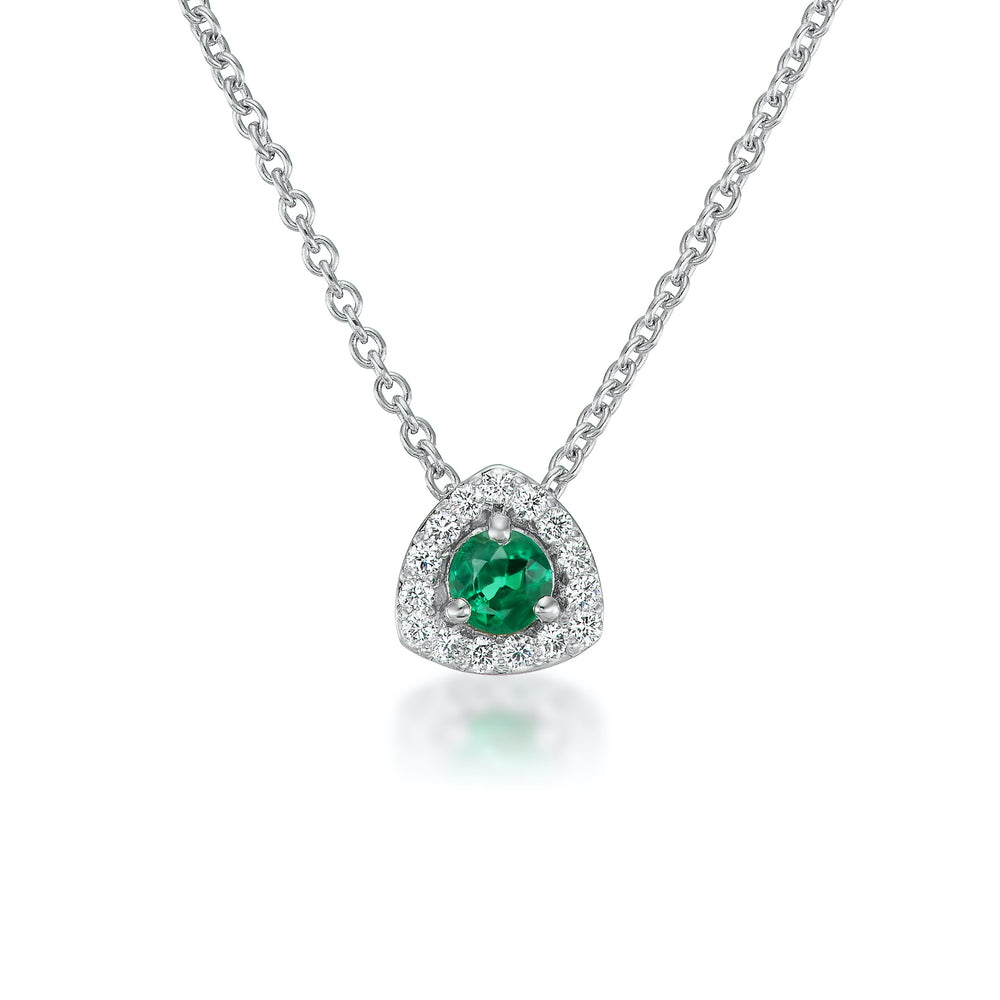 Emerald and Diamond Halo Pendant