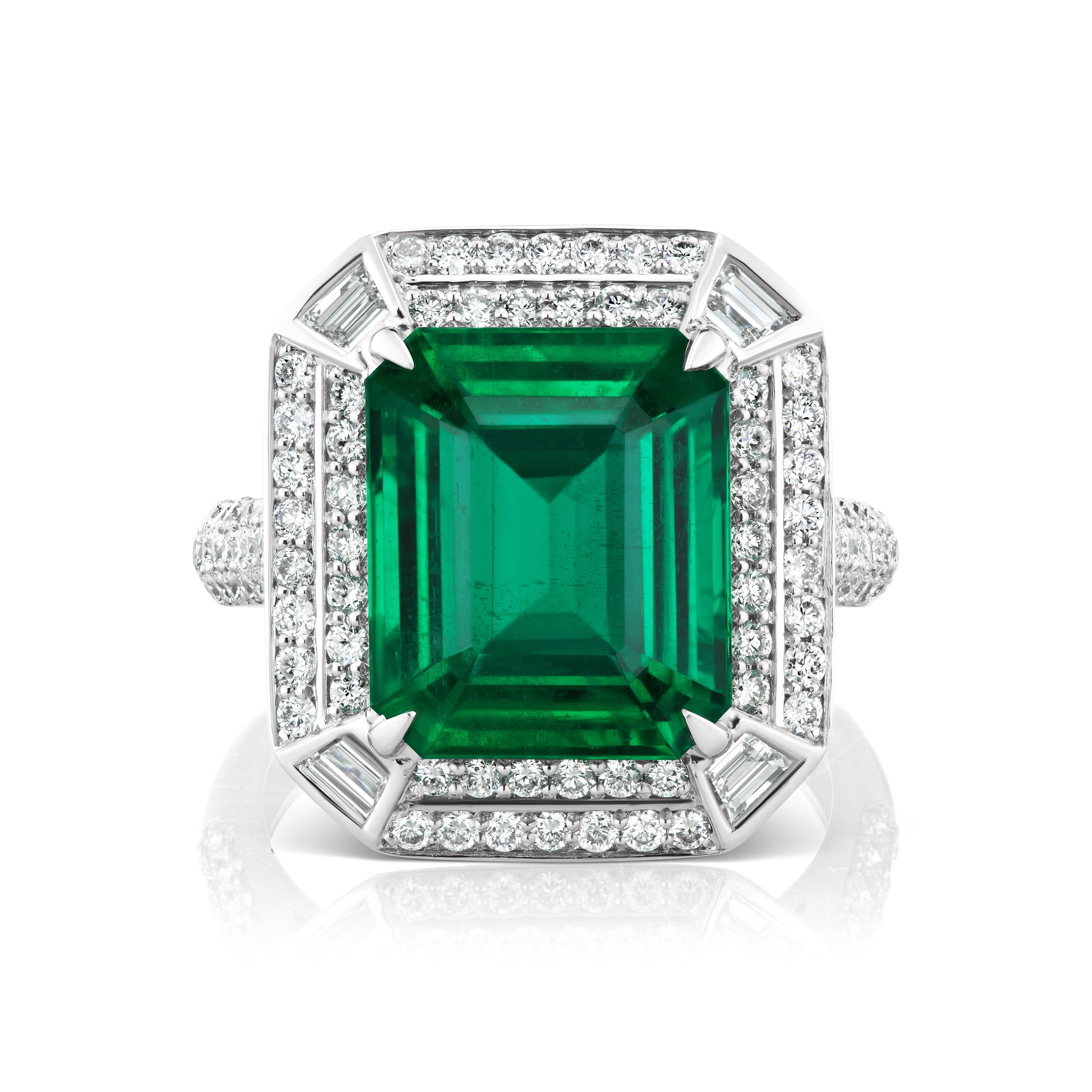 Barmakian Emerald Cut Emerald and Diamond Ring