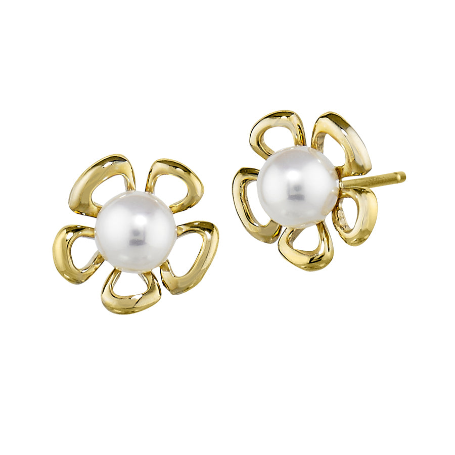 Freshwater Pearl Stud Flower Earrings