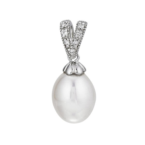 Freshwater Pearl and Diamond Pendant