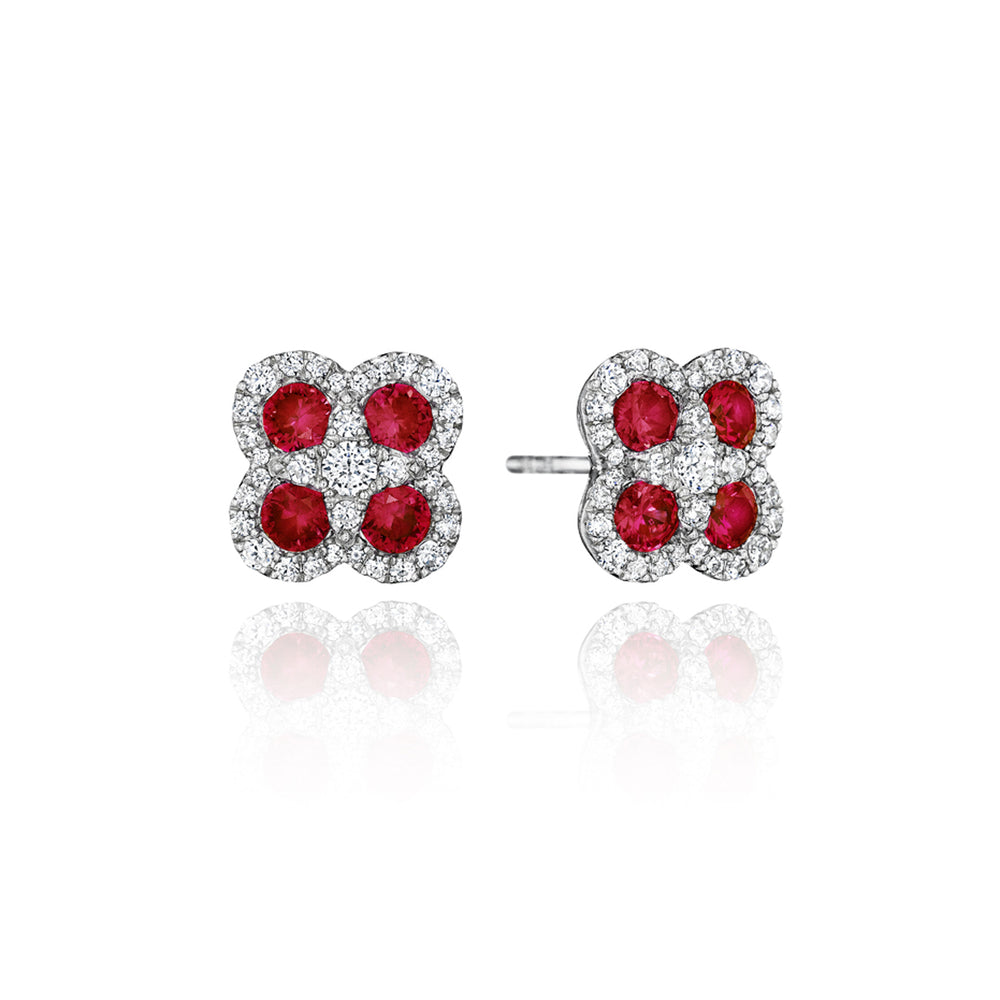 FANA Ruby and Diamond Cluster Earrings