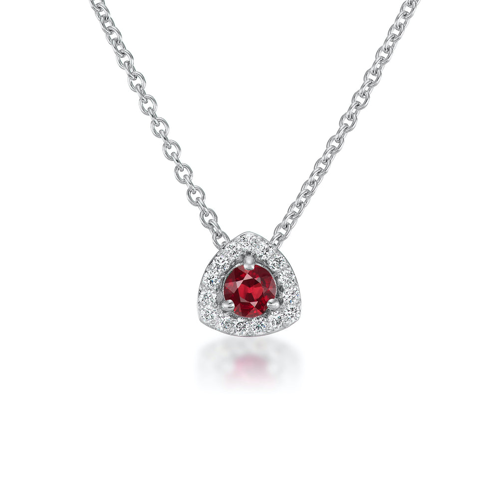 Ruby and Diamond Halo Pendant