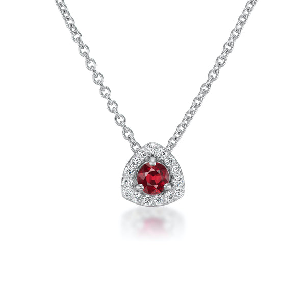 Ruby and Diamond Halo Pendant