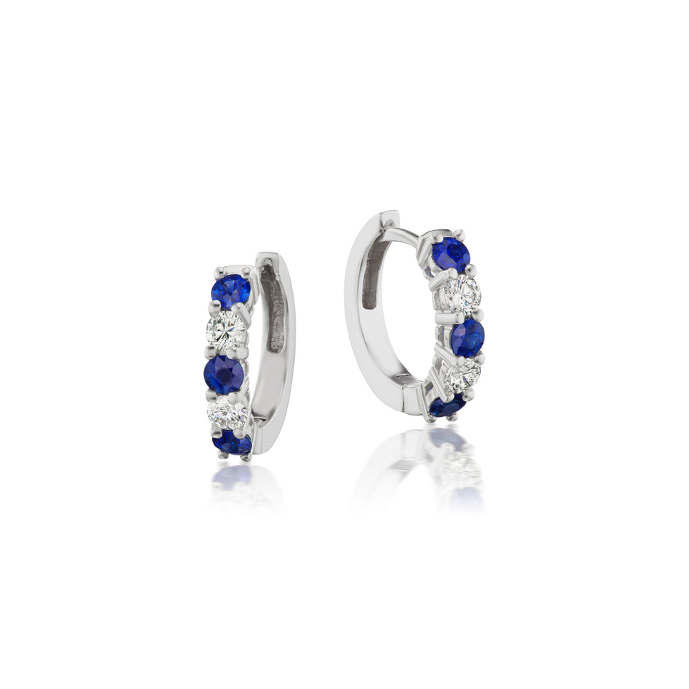 Sapphire and Diamond Hoop Earrings