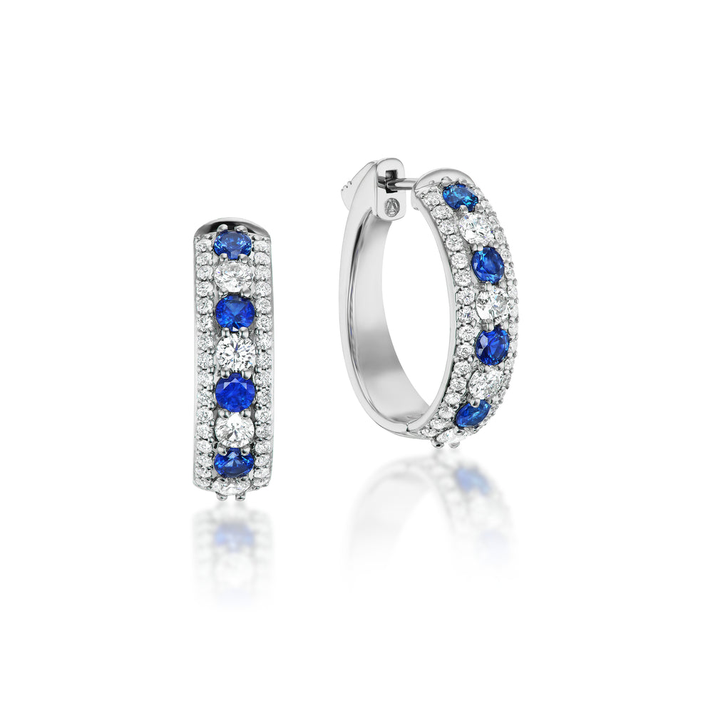 Sapphire and Diamond Hoop Earrings