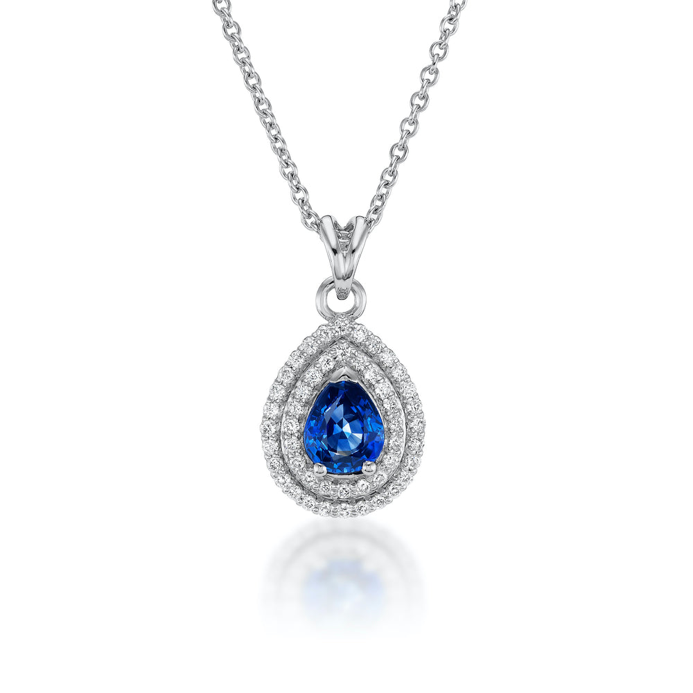 Sapphire and Diamond Halo Pendant